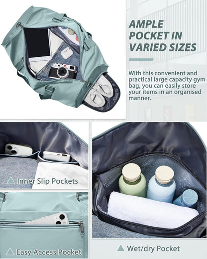 Gym Bag Womens Mens with Shoes Compartment and Wet Pocket Travel Duffel Bags for Women for Plane Sport Gym Tote Bag with Toiletry Bags Waterproof Weekend Overnight Carry on Bag Hospital Holdalls - Colors B