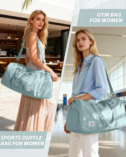 Gym Bag Womens Mens with Shoes Compartment and Wet Pocket Travel Duffel Bags for Women for Plane Sport Gym Tote Bag with Toiletry Bags Waterproof Weekend Overnight Carry on Bag Hospital Holdalls - Colors B