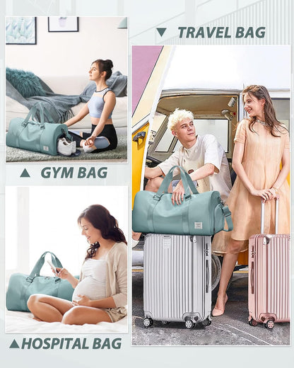 Gym Bag Womens Mens with Shoes Compartment and Wet Pocket Travel Duffel Bags for Women for Plane Sport Gym Tote Bag with Toiletry Bags Waterproof Weekend Overnight Carry on Bag Hospital Holdalls - Colors B