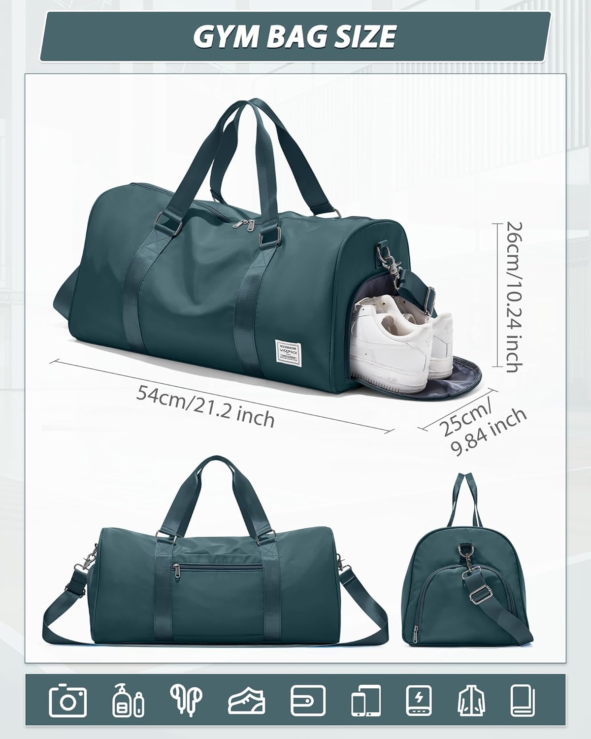 Gym Bag Womens Mens with Shoes Compartment and Wet Pocket Travel Duffel Bags for Women for Plane Sport Gym Tote Bag with Toiletry Bags Waterproof Weekend Overnight Carry on Bag Hospital Holdalls - Colors B