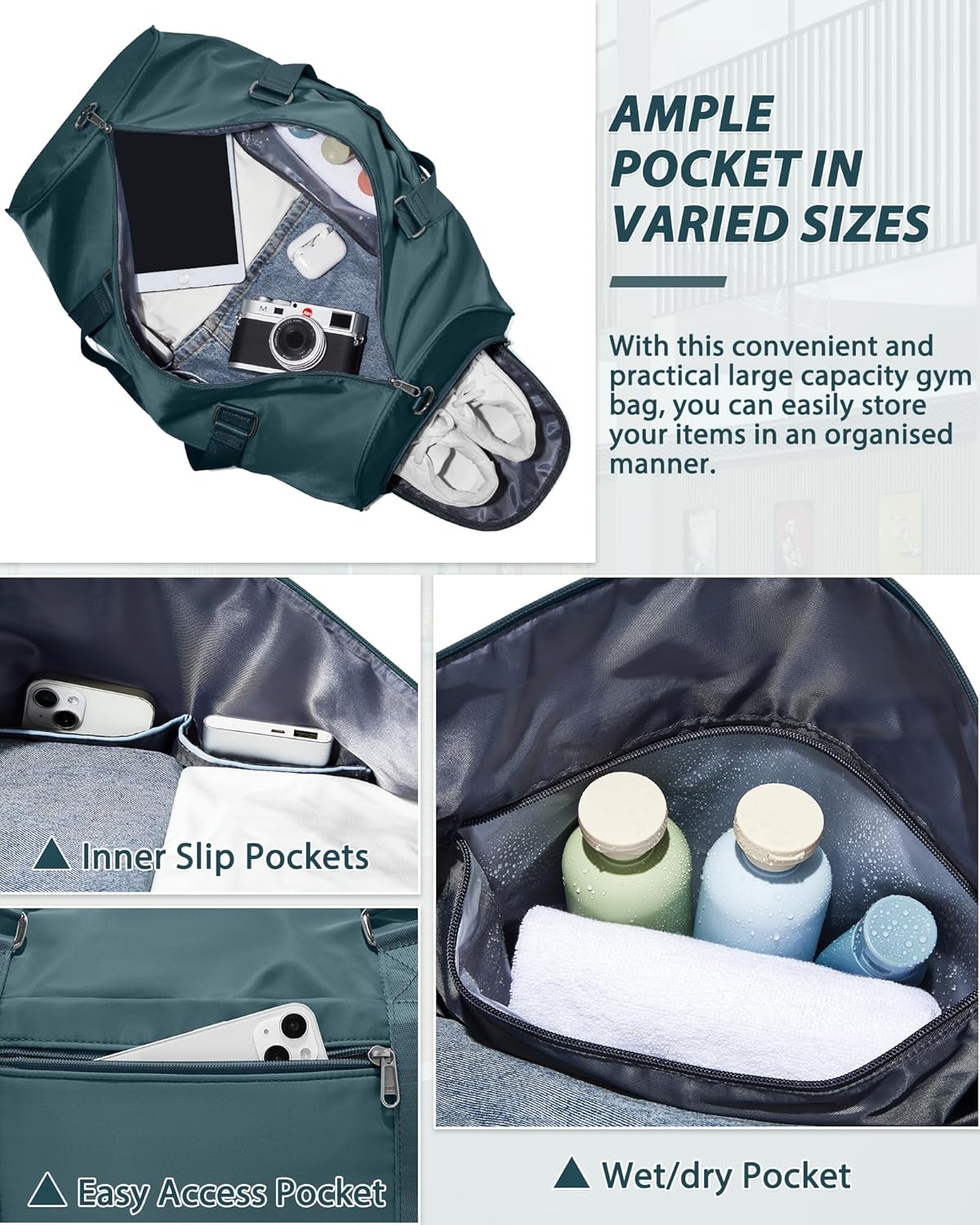 Gym Bag Womens Mens with Shoes Compartment and Wet Pocket Travel Duffel Bags for Women for Plane Sport Gym Tote Bag with Toiletry Bags Waterproof Weekend Overnight Carry on Bag Hospital Holdalls - Colors B