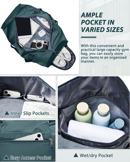 Gym Bag Womens Mens with Shoes Compartment and Wet Pocket Travel Duffel Bags for Women for Plane Sport Gym Tote Bag with Toiletry Bags Waterproof Weekend Overnight Carry on Bag Hospital Holdalls - Colors B