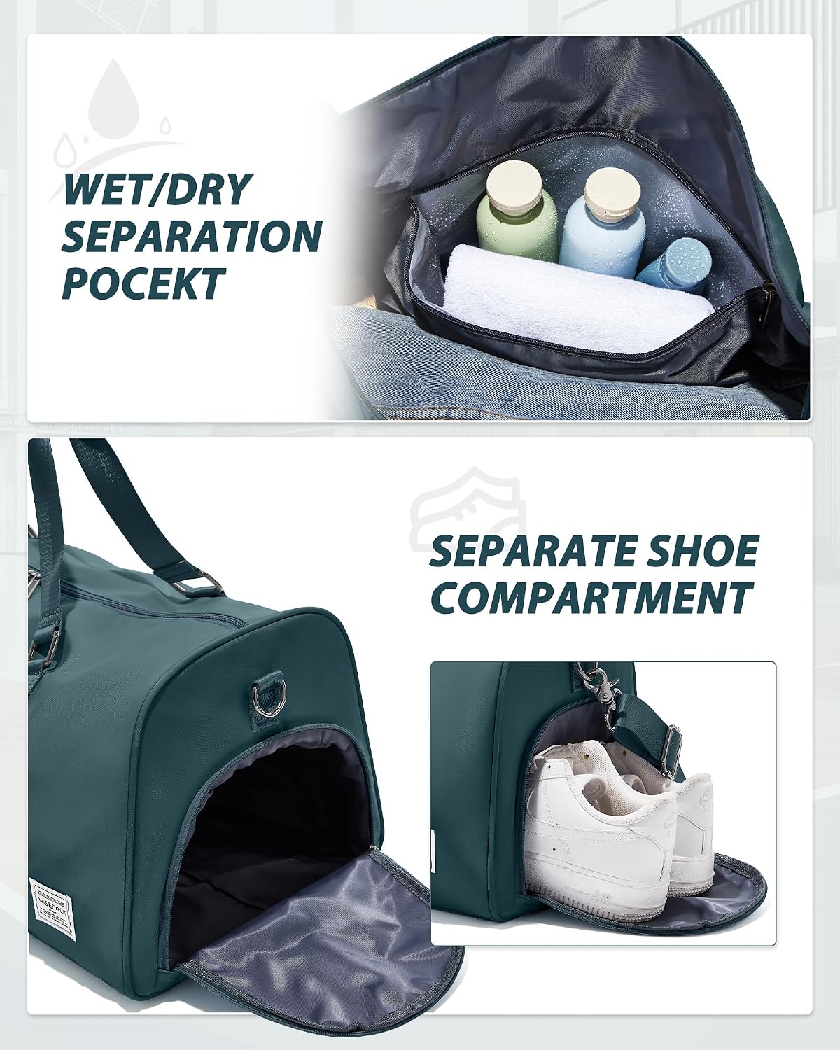 Gym Bag Womens Mens with Shoes Compartment and Wet Pocket Travel Duffel Bags for Women for Plane Sport Gym Tote Bag with Toiletry Bags Waterproof Weekend Overnight Carry on Bag Hospital Holdalls - Colors B