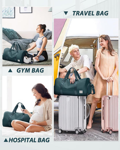 Gym Bag Womens Mens with Shoes Compartment and Wet Pocket Travel Duffel Bags for Women for Plane Sport Gym Tote Bag with Toiletry Bags Waterproof Weekend Overnight Carry on Bag Hospital Holdalls - Colors B