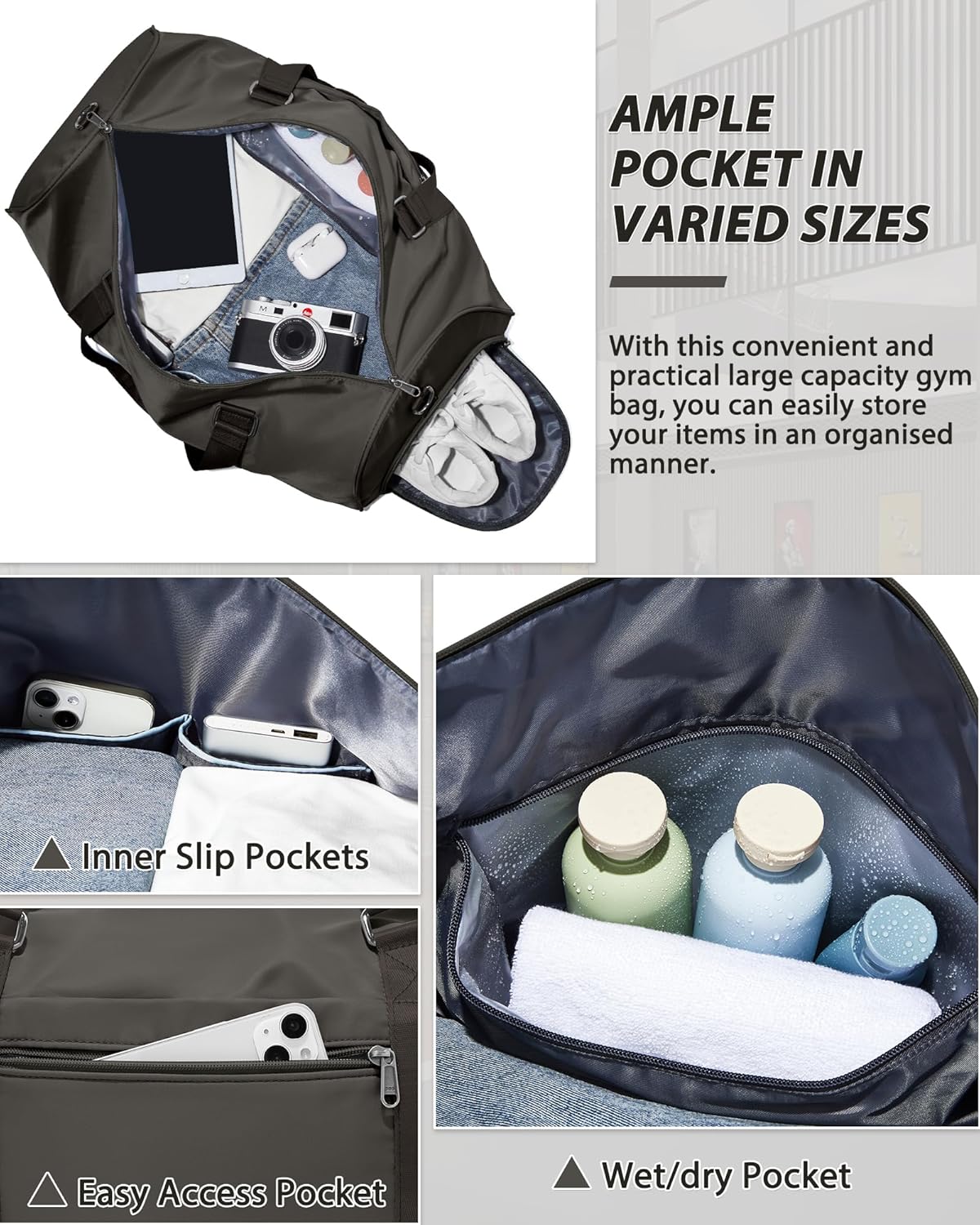 Gym Bag Womens Mens with Shoes Compartment and Wet Pocket Travel Duffel Bags for Women for Plane Sport Gym Tote Bag with Toiletry Bags Waterproof Weekend Overnight Carry on Bag Hospital Holdalls - Colors B