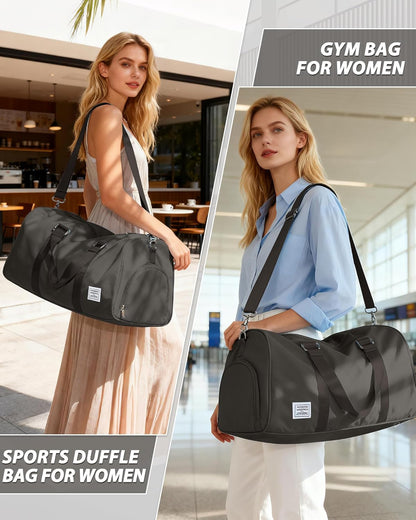 Gym Bag Womens Mens with Shoes Compartment and Wet Pocket Travel Duffel Bags for Women for Plane Sport Gym Tote Bag with Toiletry Bags Waterproof Weekend Overnight Carry on Bag Hospital Holdalls - Colors B