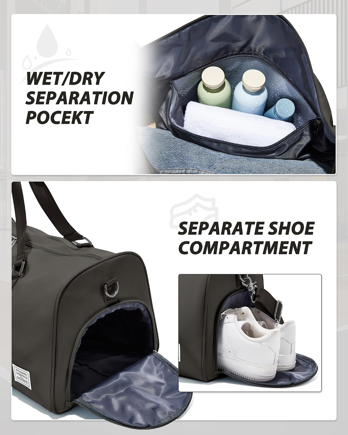 Gym Bag Womens Mens with Shoes Compartment and Wet Pocket Travel Duffel Bags for Women for Plane Sport Gym Tote Bag with Toiletry Bags Waterproof Weekend Overnight Carry on Bag Hospital Holdalls - Colors B