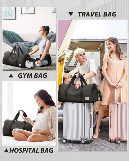 Gym Bag Womens Mens with Shoes Compartment and Wet Pocket Travel Duffel Bags for Women for Plane Sport Gym Tote Bag with Toiletry Bags Waterproof Weekend Overnight Carry on Bag Hospital Holdalls - Colors B