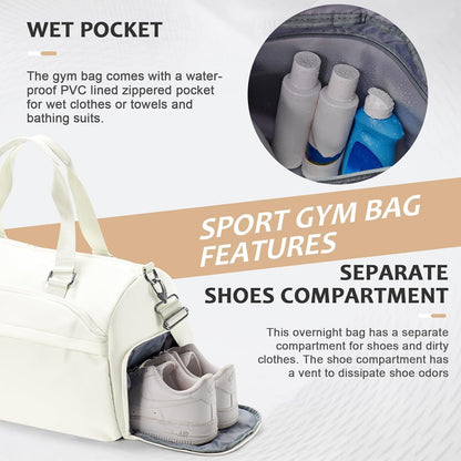 Gym Bag Womens Mens with Shoes Compartment and Wet Pocket Travel Duffel Bags for Women for Plane Sport Gym Tote Bag with Toiletry Bags Waterproof Weekend Overnight Carry on Bag Hospital Holdalls - Colors B