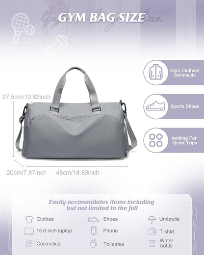 Gym Bag Womens Mens with Shoes Compartment and Wet Pocket Travel Duffel Bags for Women for Plane Sport Gym Tote Bag with Toiletry Bags Waterproof Weekend Overnight Carry on Bag Hospital Holdalls - Colors B