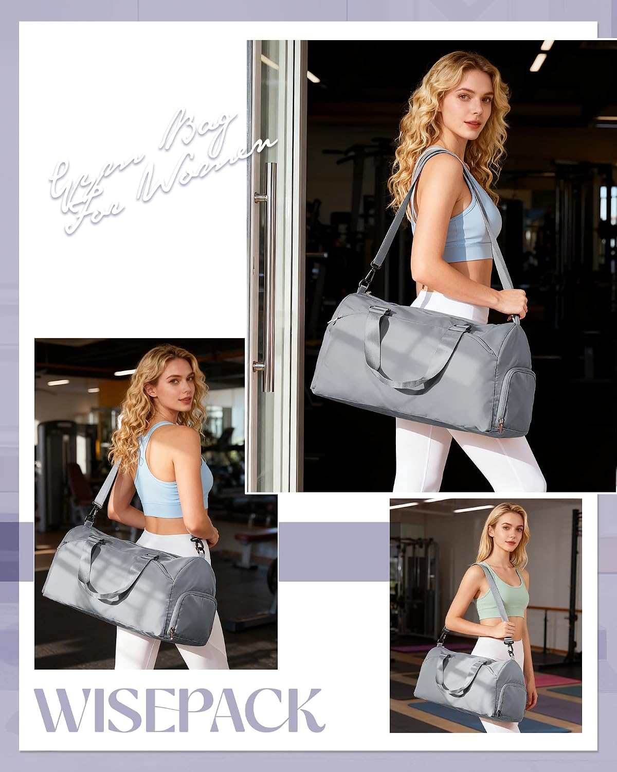 Gym Bag Womens Mens with Shoes Compartment and Wet Pocket Travel Duffel Bags for Women for Plane Sport Gym Tote Bag with Toiletry Bags Waterproof Weekend Overnight Carry on Bag Hospital Holdalls - Colors B