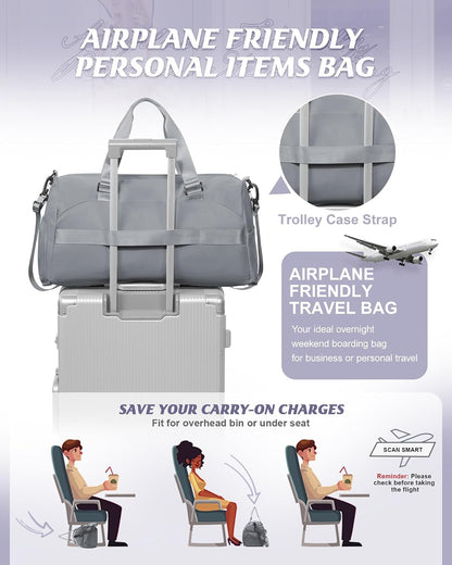 Gym Bag Womens Mens with Shoes Compartment and Wet Pocket Travel Duffel Bags for Women for Plane Sport Gym Tote Bag with Toiletry Bags Waterproof Weekend Overnight Carry on Bag Hospital Holdalls - Colors B