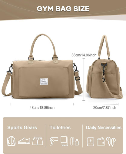 Gym Bag Womens Mens with Shoes Compartment and Wet Pocket Travel Duffel Bags for Women for Plane Sport Gym Tote Bag with Toiletry Bags Waterproof Weekend Overnight Carry on Bag Hospital Holdalls - Colors B