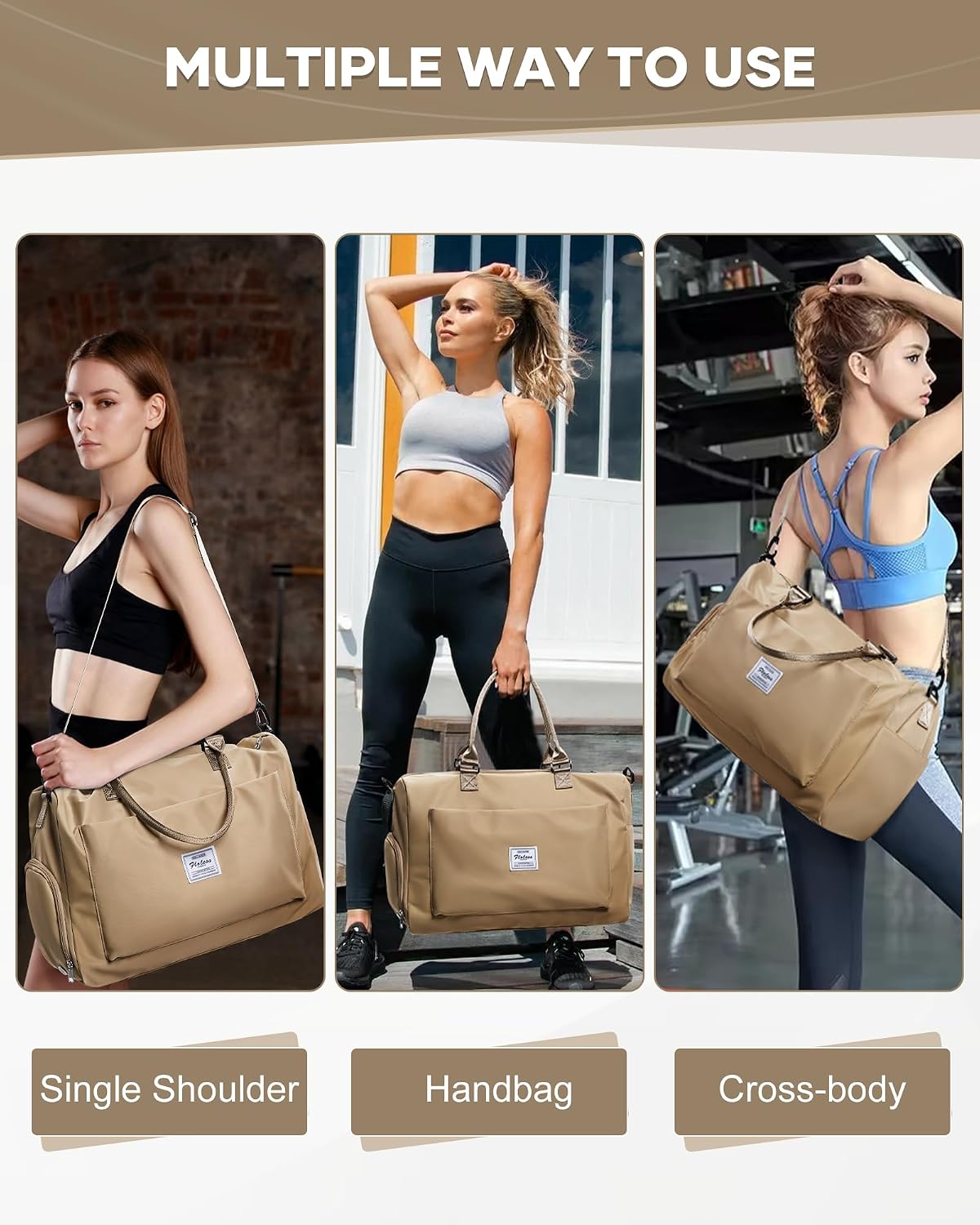 Gym Bag Womens Mens with Shoes Compartment and Wet Pocket Travel Duffel Bags for Women for Plane Sport Gym Tote Bag with Toiletry Bags Waterproof Weekend Overnight Carry on Bag Hospital Holdalls - Colors B