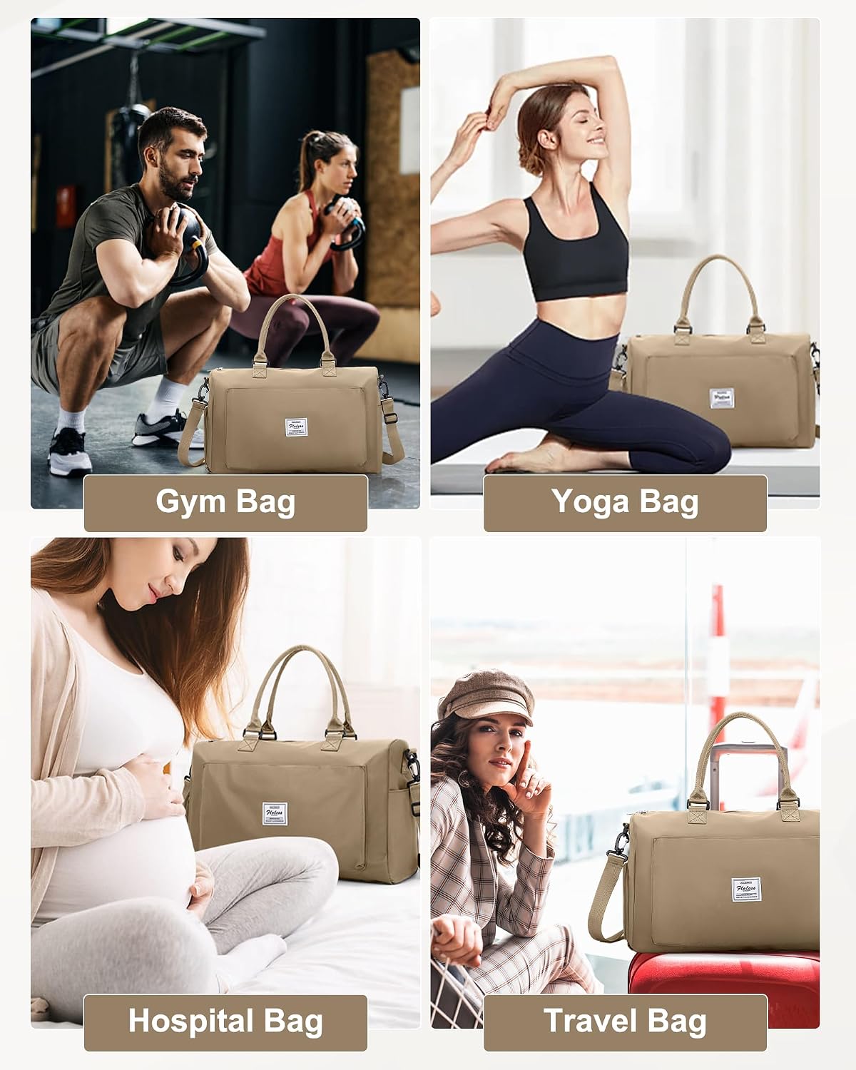 Gym Bag Womens Mens with Shoes Compartment and Wet Pocket Travel Duffel Bags for Women for Plane Sport Gym Tote Bag with Toiletry Bags Waterproof Weekend Overnight Carry on Bag Hospital Holdalls - Colors B