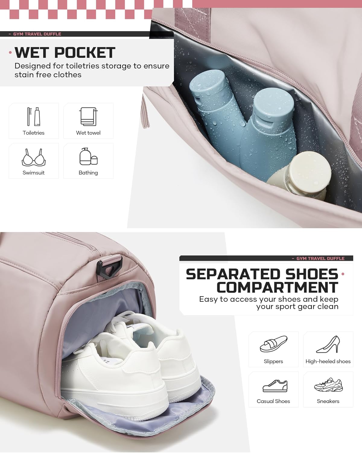 Gym Bag Womens Mens with Shoes Compartment and Wet Pocket Travel Duffel Bags for Women for Plane Sport Gym Tote Bag with Toiletry Bags Waterproof Weekend Overnight Carry on Bag Hospital Holdalls - Colors B