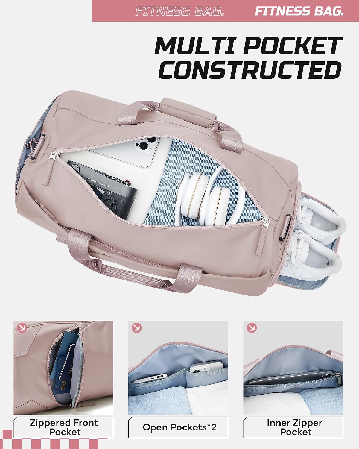 Gym Bag Womens Mens with Shoes Compartment and Wet Pocket Travel Duffel Bags for Women for Plane Sport Gym Tote Bag with Toiletry Bags Waterproof Weekend Overnight Carry on Bag Hospital Holdalls - Colors B