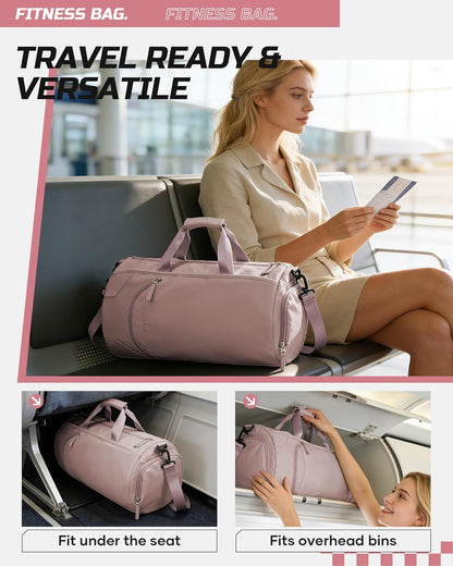 Gym Bag Womens Mens with Shoes Compartment and Wet Pocket Travel Duffel Bags for Women for Plane Sport Gym Tote Bag with Toiletry Bags Waterproof Weekend Overnight Carry on Bag Hospital Holdalls - Colors B
