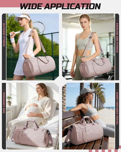 Gym Bag Womens Mens with Shoes Compartment and Wet Pocket Travel Duffel Bags for Women for Plane Sport Gym Tote Bag with Toiletry Bags Waterproof Weekend Overnight Carry on Bag Hospital Holdalls - Colors B