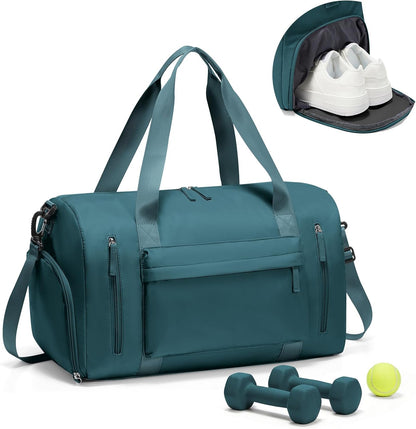 Gym Bag Womens Mens with Shoes Compartment and Wet Pocket Travel Duffel Bags for Women for Plane Sport Gym Tote Bag with Toiletry Bags Waterproof Weekend Overnight Carry on Bag Hospital Holdalls - Colors B