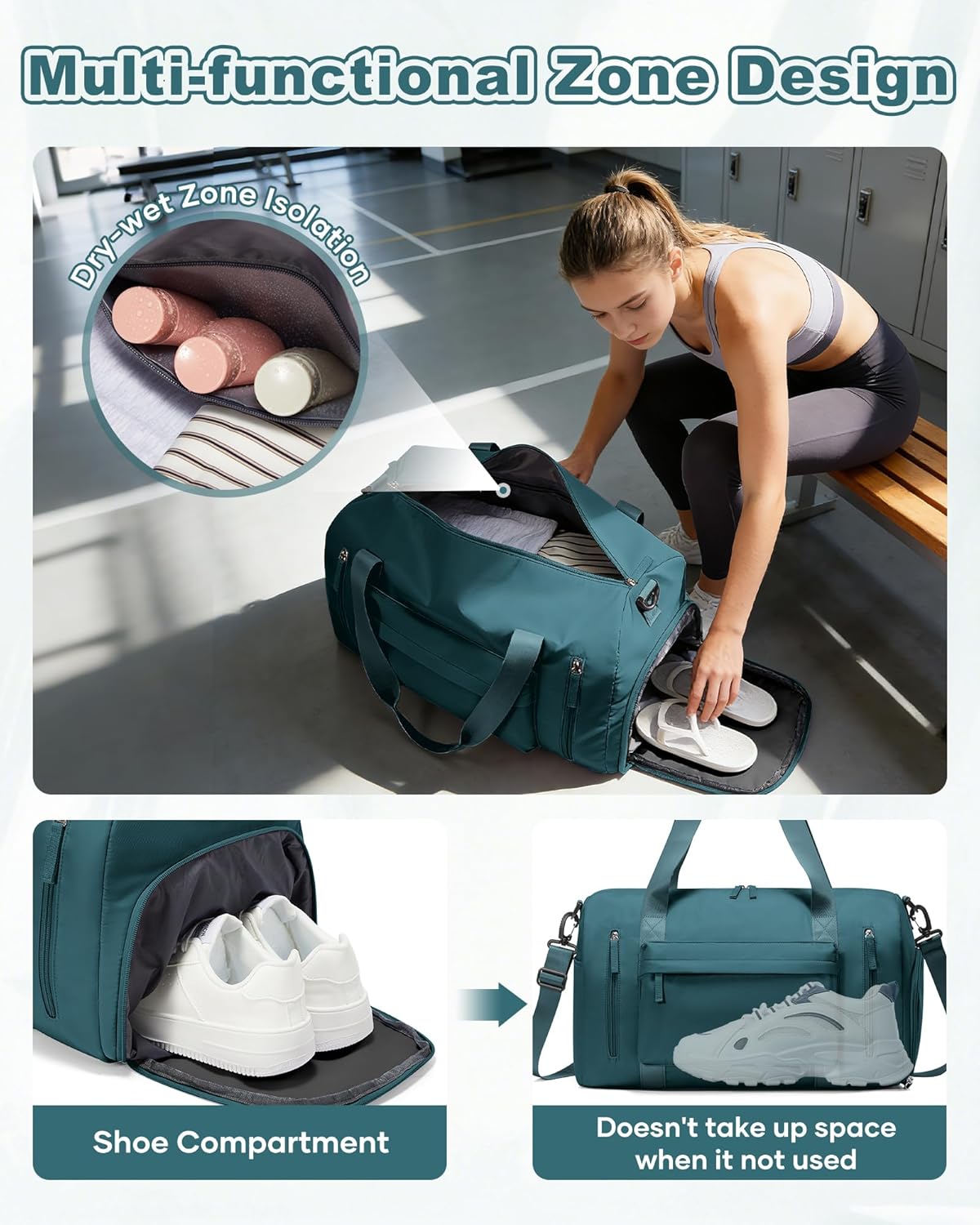 Gym Bag Womens Mens with Shoes Compartment and Wet Pocket Travel Duffel Bags for Women for Plane Sport Gym Tote Bag with Toiletry Bags Waterproof Weekend Overnight Carry on Bag Hospital Holdalls - Colors B