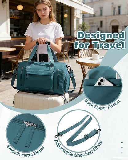 Gym Bag Womens Mens with Shoes Compartment and Wet Pocket Travel Duffel Bags for Women for Plane Sport Gym Tote Bag with Toiletry Bags Waterproof Weekend Overnight Carry on Bag Hospital Holdalls - Colors B