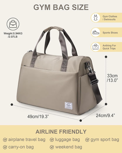 Gym Bag Womens Mens with Shoes Compartment and Wet Pocket Travel Duffel Bags for Women for Plane Sport Gym Tote Bag with Toiletry Bags Waterproof Weekend Overnight Carry on Bag Hospital Holdalls - Colors B