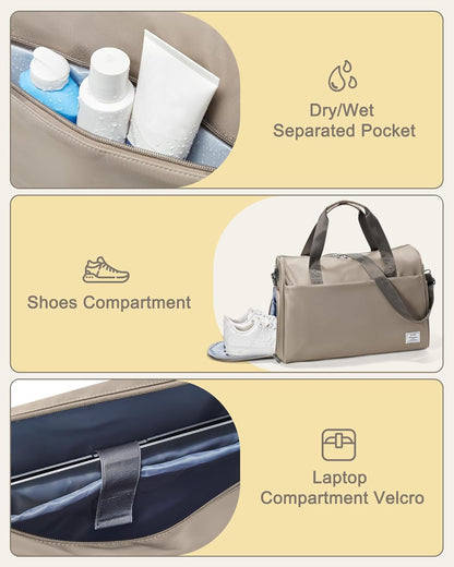 Gym Bag Womens Mens with Shoes Compartment and Wet Pocket Travel Duffel Bags for Women for Plane Sport Gym Tote Bag with Toiletry Bags Waterproof Weekend Overnight Carry on Bag Hospital Holdalls - Colors B