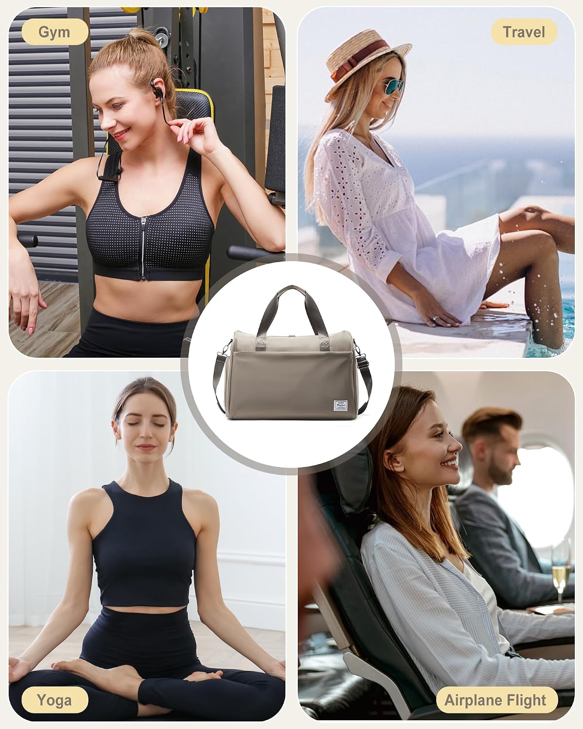 Gym Bag Womens Mens with Shoes Compartment and Wet Pocket Travel Duffel Bags for Women for Plane Sport Gym Tote Bag with Toiletry Bags Waterproof Weekend Overnight Carry on Bag Hospital Holdalls - Colors B