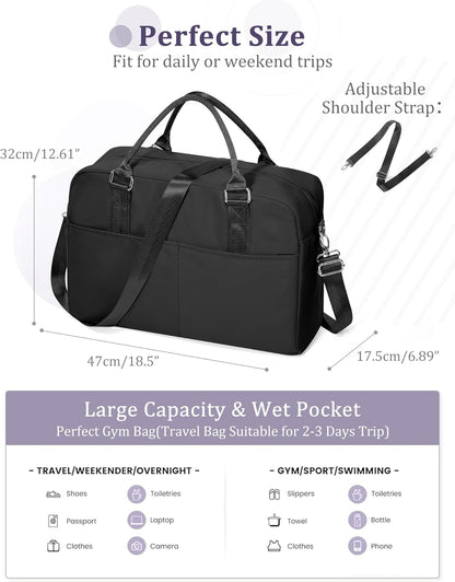 Gym Bag Womens Mens with Shoes Compartment and Wet Pocket Travel Duffel Bags for Women for Plane Sport Gym Tote Bag with Toiletry Bags Waterproof Weekend Overnight Carry on Bag Hospital Holdalls - Colors B