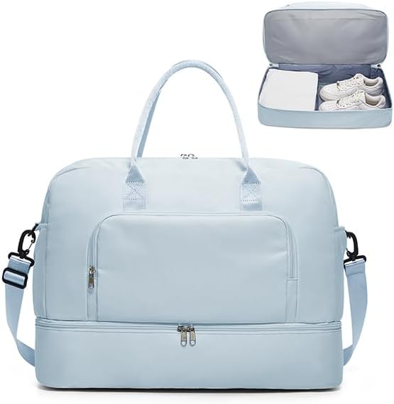 Gym Bag Womens Mens with Shoes Compartment and Wet Pocket Travel Duffel Bags for Women for Plane Sport Gym Tote Bag with Toiletry Bags Waterproof Weekend Overnight Carry on Bag Hospital Holdalls - Colors B