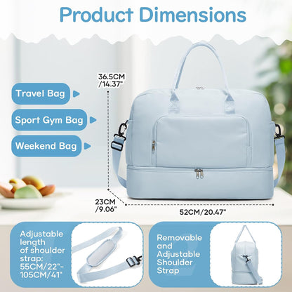 Gym Bag Womens Mens with Shoes Compartment and Wet Pocket Travel Duffel Bags for Women for Plane Sport Gym Tote Bag with Toiletry Bags Waterproof Weekend Overnight Carry on Bag Hospital Holdalls - Colors B