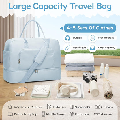Gym Bag Womens Mens with Shoes Compartment and Wet Pocket Travel Duffel Bags for Women for Plane Sport Gym Tote Bag with Toiletry Bags Waterproof Weekend Overnight Carry on Bag Hospital Holdalls - Colors B