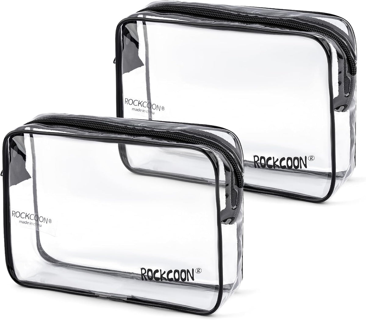 Clear Travel Toiletry Bag, TSA Approved Organizer Portable Travel Makeup Pouch with Zipper, PVC Cosmetic for Airport Airline Compliant Bag 2 Pack