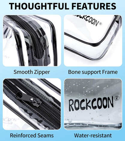 Clear Travel Toiletry Bag, TSA Approved Organizer Portable Travel Makeup Pouch with Zipper, PVC Cosmetic for Airport Airline Compliant Bag 2 Pack