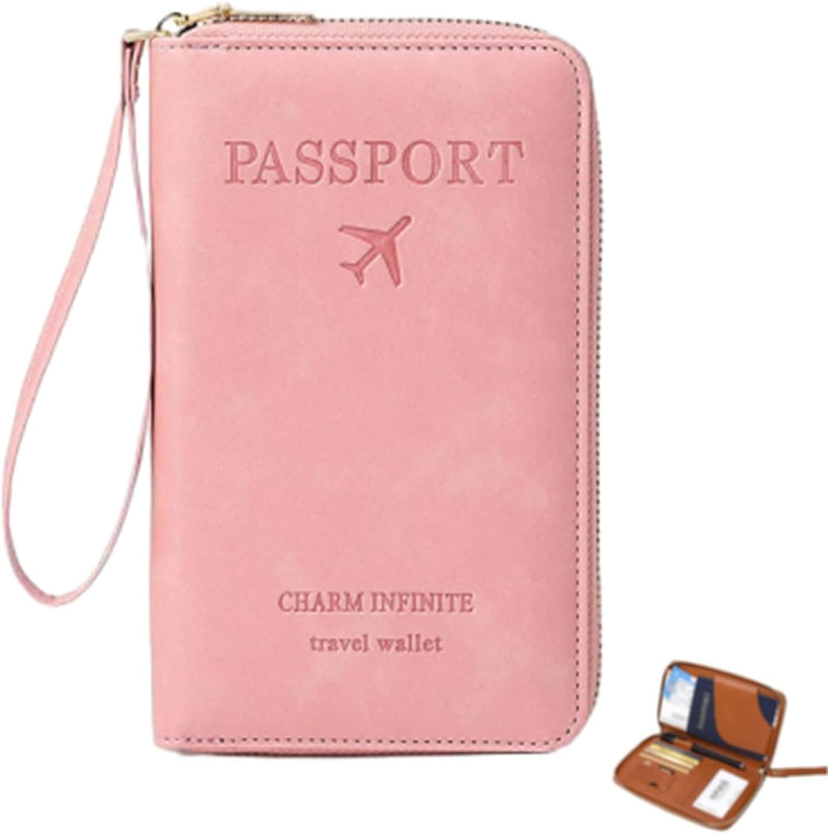 Multi-functional Rfid Passport Wallet Rfid Passport Holder for Travel Anti-Theft Protective Case Travel Wallet (Pink)