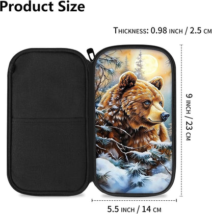 RFID Blocking Family Passport Holder Wallet for Travel, Large Capacity Travel Document Organizer with Zipper, Fabric Passport Wallet for Multiple Passports, Cards & IDs, Cute Highland Cow