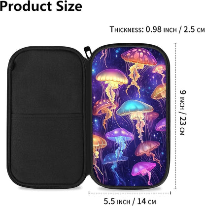 RFID Blocking Family Passport Holder Wallet for Travel, Large Capacity Travel Document Organizer with Zipper, Fabric Passport Wallet for Multiple Passports, Cards & IDs, Cute Highland Cow