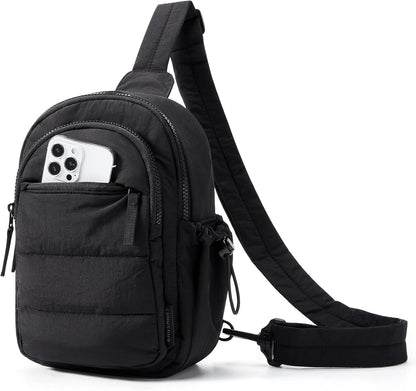 Small Sling Bag for Women, Puffer Crossbody Bag Purses Hobo Handbag Fanny Packs for Travel Hiking
