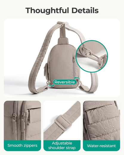Small Sling Bag for Women, Puffer Crossbody Bag Purses Hobo Handbag Fanny Packs for Travel Hiking