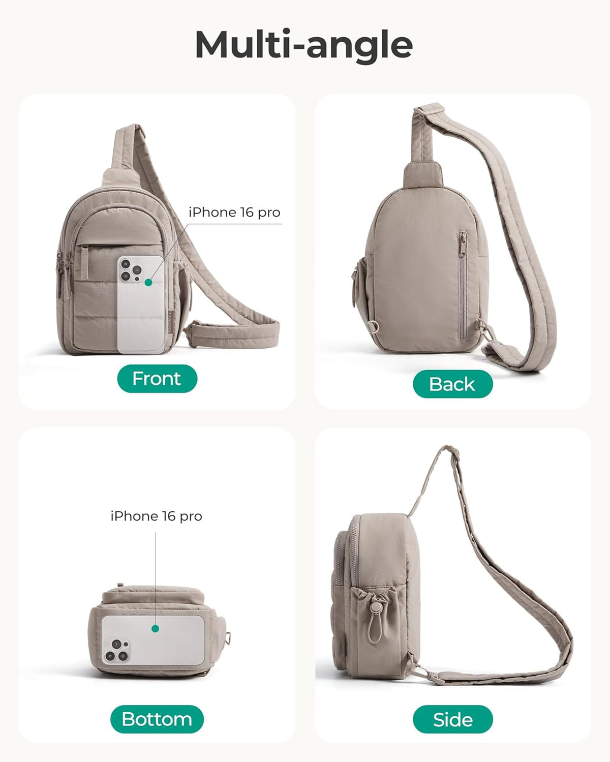 Small Sling Bag for Women, Puffer Crossbody Bag Purses Hobo Handbag Fanny Packs for Travel Hiking