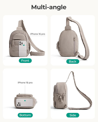 Small Sling Bag for Women, Puffer Crossbody Bag Purses Hobo Handbag Fanny Packs for Travel Hiking