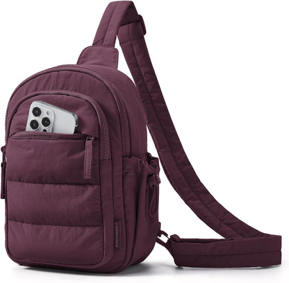 Small Sling Bag for Women, Puffer Crossbody Bag Purses Hobo Handbag Fanny Packs for Travel Hiking