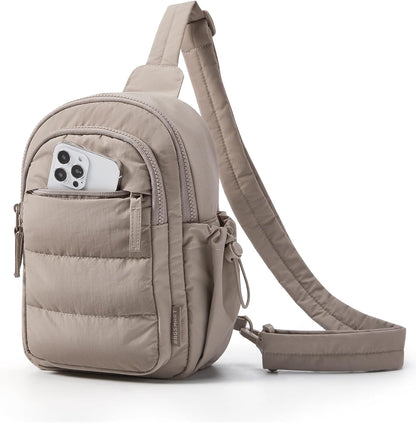 Small Sling Bag for Women, Puffer Crossbody Bag Purses Hobo Handbag Fanny Packs for Travel Hiking