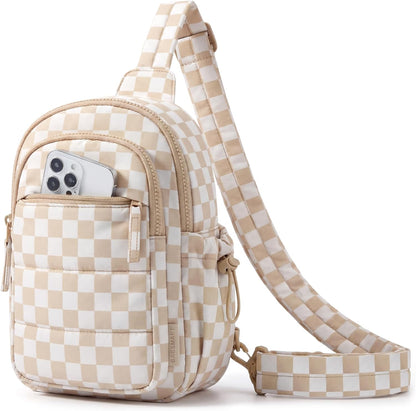 Small Sling Bag for Women, Puffer Crossbody Bag Purses Hobo Handbag Fanny Packs for Travel Hiking