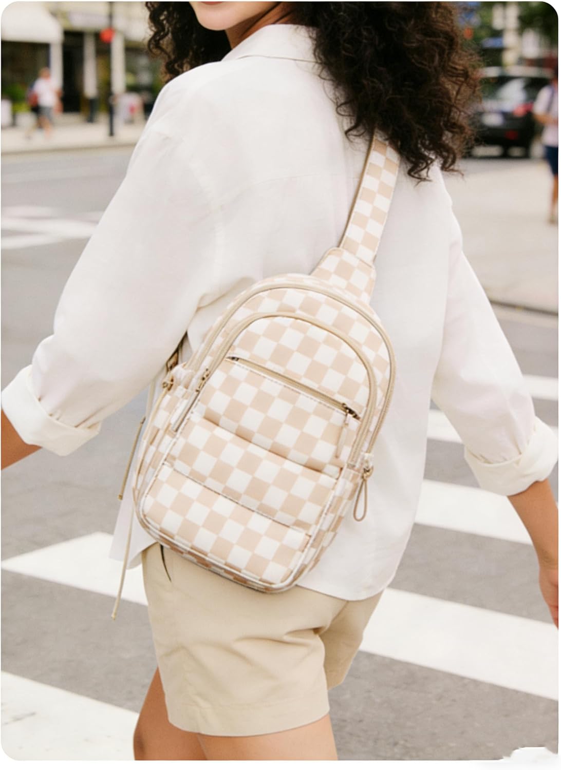 Small Sling Bag for Women, Puffer Crossbody Bag Purses Hobo Handbag Fanny Packs for Travel Hiking