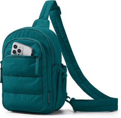 Small Sling Bag for Women, Puffer Crossbody Bag Purses Hobo Handbag Fanny Packs for Travel Hiking