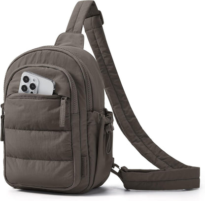 Small Sling Bag for Women, Puffer Crossbody Bag Purses Hobo Handbag Fanny Packs for Travel Hiking