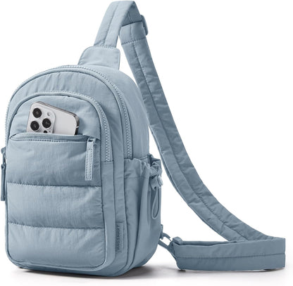 Small Sling Bag for Women, Puffer Crossbody Bag Purses Hobo Handbag Fanny Packs for Travel Hiking
