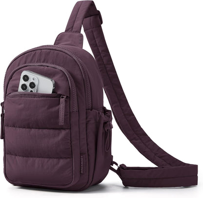 Small Sling Bag for Women, Puffer Crossbody Bag Purses Hobo Handbag Fanny Packs for Travel Hiking